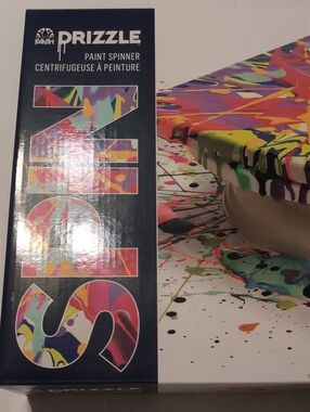 Folk Multicolor Paint Spinner Box — Navy with Neon Drips